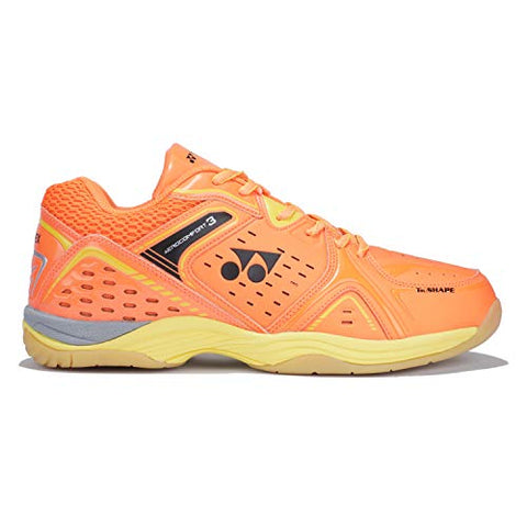 Image of YONEX AEROCOMFORT 3 Non Marking Badminton Shoes | Ideal for Badminton,Squash,Table Tennis,Volleyball | Non-Marking Sole | Tru Cushion Ergo Shape | Hexagrip |Orange Yellow |UK 8