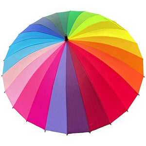 ThreeH Rainbow Golf Umbrella Large Size 24Ribs High Density Canopy for Resistant Heavy Rain and Wind Oversized KS07,Rainbow