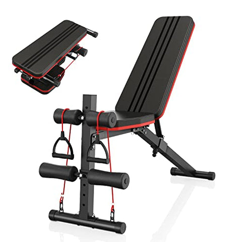 Image of naspaluro Weight Bench Adjustable, Full Body Exercise Folding Fitness Workout Bench with 7 Positions, Exercise Bench for Weight Lifting & Sit Up Abdominal Supine Board Flat Home Gym