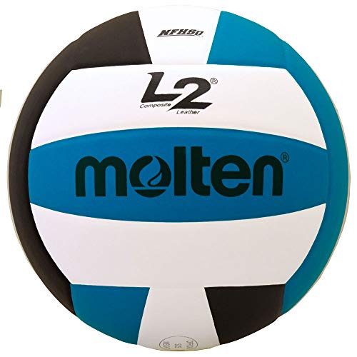 Molten Premium Competition L2 Volleyball, NFHS Approved, black/Aqua/White, Official