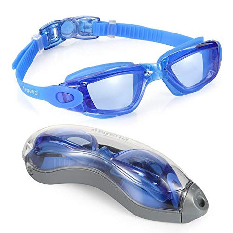 Image of Aegend Anti-Fog UV Protection Triathlon Clear Swimming Goggles with Case (Blue)