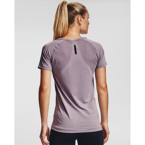 Image of Under Armour Women's Rush Seamless Short Sleeve T-Shirt , Slate Purple (585)/Black , Large