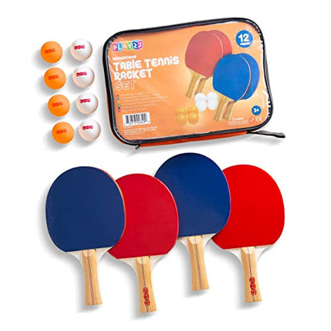 Image of Play22 Ping Pong Paddle Set - 4 Table Tennis Paddles and 8 Ping Pong Balls and Portable Gift Case - Best Gift for Boys and Girls, Adults - Great for Indoor Or Outdoor Play – Speed, Control and Spin