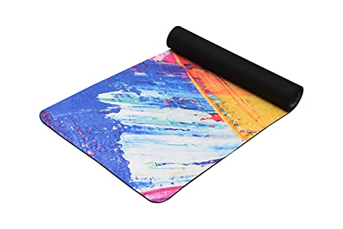 MOOR Premium Design Suede 72 x 24 Inch 6mm Pastel Print Yoga Mat Non Slip High Density Anti-Tear Fitness Exercise Floor Pilates Workout