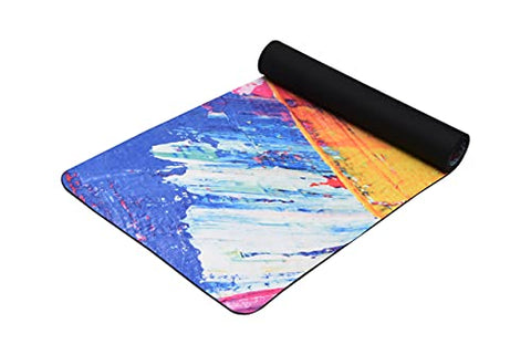 Image of MOOR Premium Design Suede 72 x 24 Inch 6mm Pastel Print Yoga Mat Non Slip High Density Anti-Tear Fitness Exercise Floor Pilates Workout