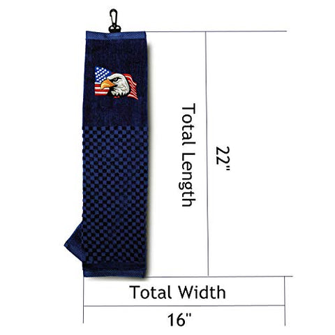 Image of FINGER TEN Golf Towels for Golf Bags with Clip for Men US Eagle Pattern Value Pack with 1 Free Small Golf Ball Towel (US Eagle)