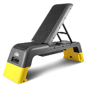The Cube Club Adjustable Stepper Bench|Bench Press/Gym Bench for Home Workout|Incline Decline Flat|Stepper for Exercise at Home|Chest Workout Equipment|Aerobic Fitness Bench, Yellow, 150 kg Limit