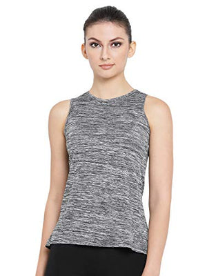 Clovia Women's Grey Gym/Sports Textured Activewear Top (AT0070P05_Grey_M)