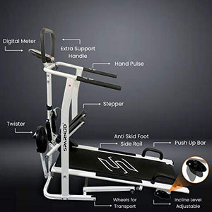 Sparnod Fitness STH-600 Manual Treadmill Running Machine for Home Gym - 4 in 1 Multifunction, Foldable (DIY Installation)