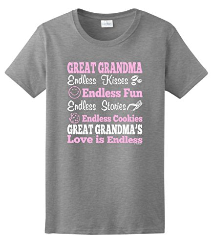 Gift for Great Grandma Gift for Grandma Great Grandma Endless Love Ladies T-Shirt 3XL Sport Grey