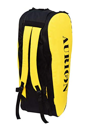 Aurion Badminton,Squash Racket Bag, Single Shoulder Racket Bag 6 Racquet Bag, Waterproof and Dustproof (Black/Yellow, 40 L), Polyester