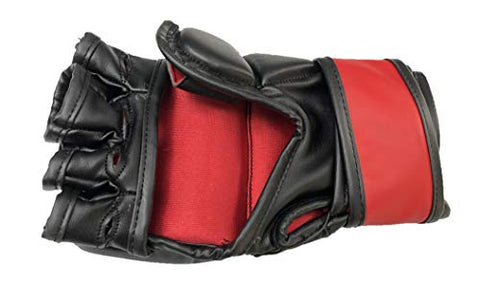 Image of LEW Red/Black Fight/MMA/Muay Thai Thumb Protection Grappling Gloves (Black/Red, Small/Medium)