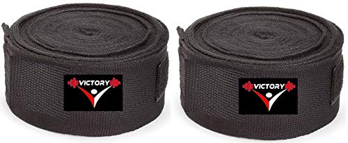 VICTORY Combo -Professional Boxing Cotton Hand Wrap & Hand Bandage - Imported with Skipping Rope Big (Black)