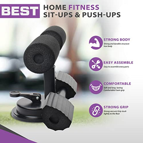 Image of FYTREX Sit Up Bar for Home – Sit Up Assistant Exercise Equipment for Home – Strength Training Equipment Situps and Pushups Assistant – Adjustable Locking System – Easy Suction Cup Installation