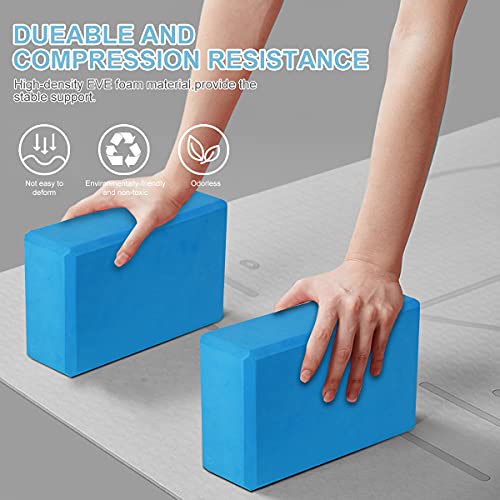 Futurekart Yoga Blocks EVA Foam Block to Support and Deepen Poses, Improve Strength and Aid Balance and Flexibility 2 in 1 Set (Blue)