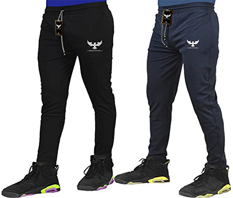 Image of SELLOUS MAKES YOU FEEL LIKE SHOPPING WITH DEVICE Men's Slim Fit Track Pants (Pack of 2)(Combo-Track-2440_Black & Blue_Large)
