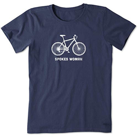 Image of Life is Good Womens Graphic T-Shirt Crusher Collection,Bike,Darkest Blue,XS