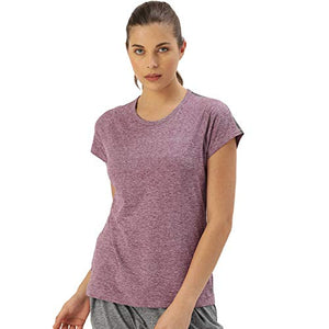 Enamor Women's Solid Slim fit T-Shirt (E089_Orchid Violet Mel W/Balance M)
