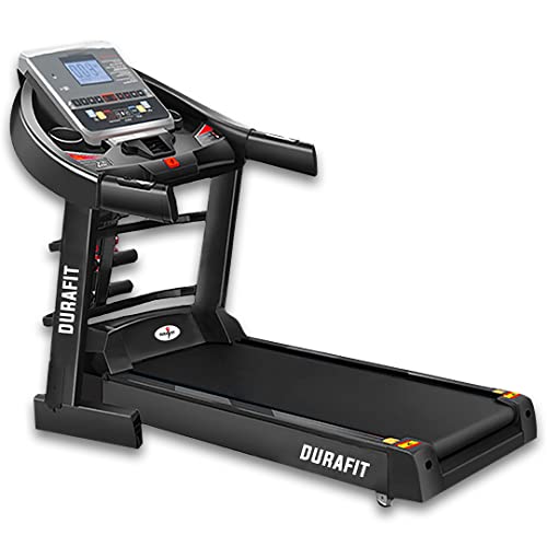 Durafit - Sturdy, Stable and Strong Panther Multifunction | 5.5 HP Peak DC Motorized Foldable Treadmill | Auto incline | Home purpose | Max Speed 18 Km/Hr | Max User Weight 130 Kg | Black