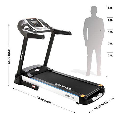 Image of Sparnod Fitness STH-5100 (5 HP Peak) Automatic Treadmill (Free Installation Service) - Foldable Motorized Running Indoor Treadmill for Home Use