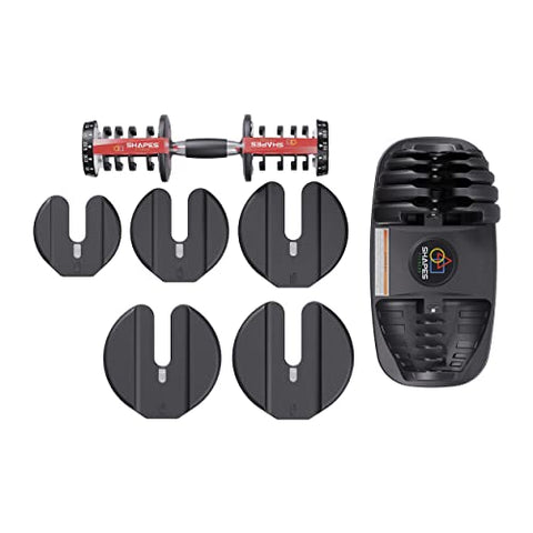 Image of Shapes Fitness - The Ultimate Adjustable Dumbbell | 1 Piece | 15 Adjustments From 2.5kg To 24kg | For Home Gym | For Men & Women Fitness and Home Workout | Red