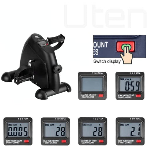 Image of Mini Exercise Bike-Uten Under Desk Bike Pedal Exerciser, Peddler Exerciser, Portable Foot Cycle Arm & Leg Peddler Machine with LCD Screen Displays-Black