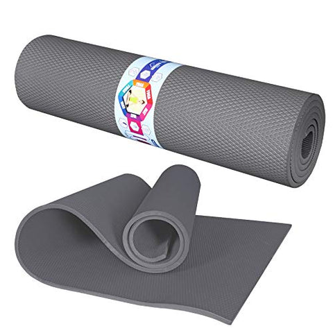 Image of REXERA® Yoga Mat for Gym Workout and Yoga Exercise with 6mm Thickness, Anti-Slip Yoga Mat for Men & Women Fitness (Qnty.-1 Pcs.) (Grey Color)