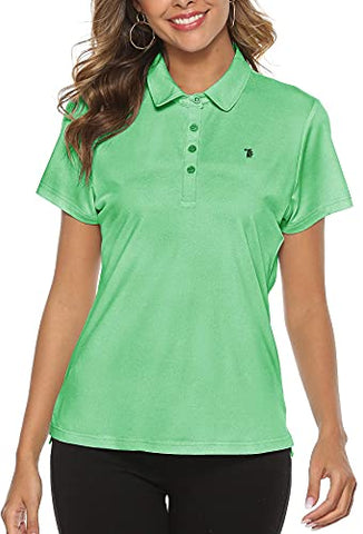 Image of Women Golf Shirt Polo Shirt Short Sleeve Moisture Wicking T-Shirt Sport Top Wheat Green XS