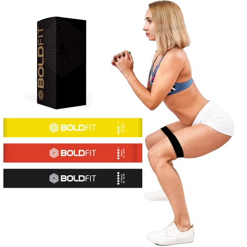Boldfit Resistance Bands Mini Loop Set (Pack of 3 Heavy Set) Hip Band, Toning Exercise Band for Gym & Home Workout Yoga Band, Booty Belt, Latex Band, Thera Band, Theraband for Fitness