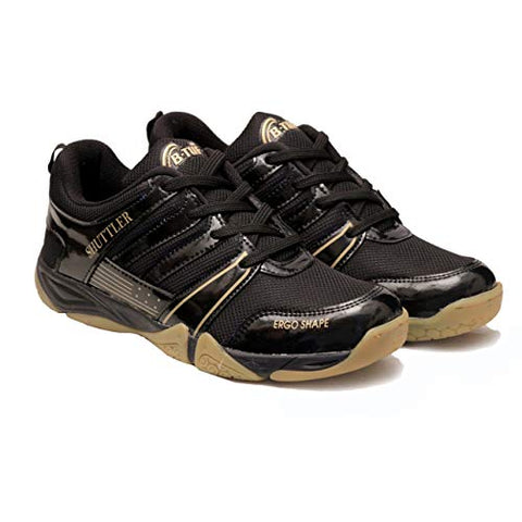 Image of B-TUF Men's Shuttler Black Synthetic Badminton Court Shoes - 10 UK