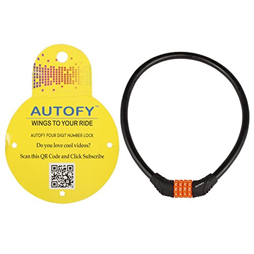 Autofy Heavy Duty 4 Digit Number Lock Helmet Lock Multipurpose Lock Bike Lock Resettable Combination Lock (Black & Orange - Upgraded 2nd Gen)