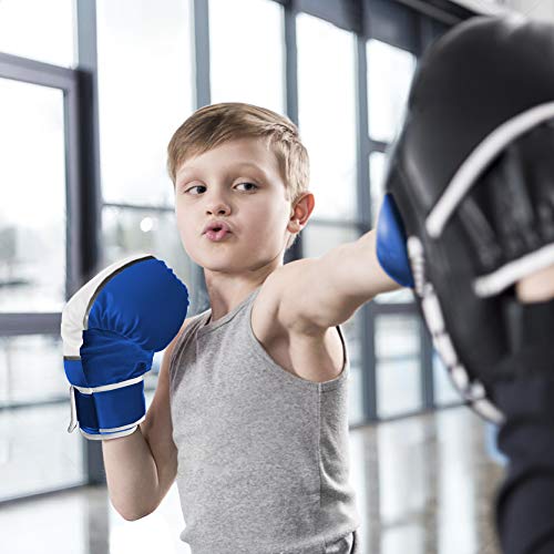 Adicop Kids Boxing Gloves for 4-12 Years Old Youth Boys Girls Boxing Training Gloves Sparring Boxing Gloves for Punching Bag Kickboxing Muay Thai MMA (Blue)