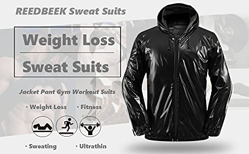 REEDBEEK Professional Full-Zip Sauna Suit Weight Loss Sweat Suit Boxing MMA Training Gym Jacket Pant Workout Suits for Men Women
