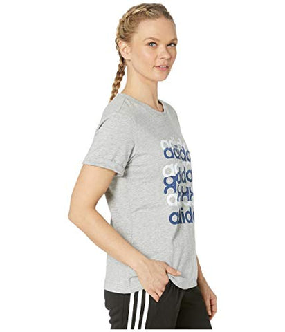 Image of adidas Women's Big Graphic T-Shirt Medium Gray Heather/Tech Indigo XX-Small