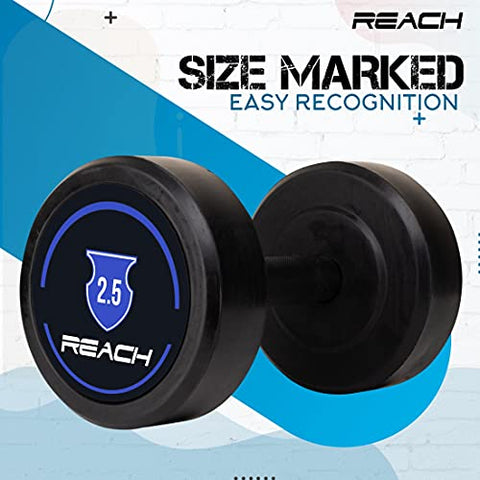 Image of Reach round dumbbell weights for strength training at home and gym ( 2.5kg pair )