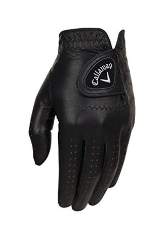 Image of Callaway Golf 2017 Men's OptiColor Leather Glove, Black, Large, Worn on Left Hand