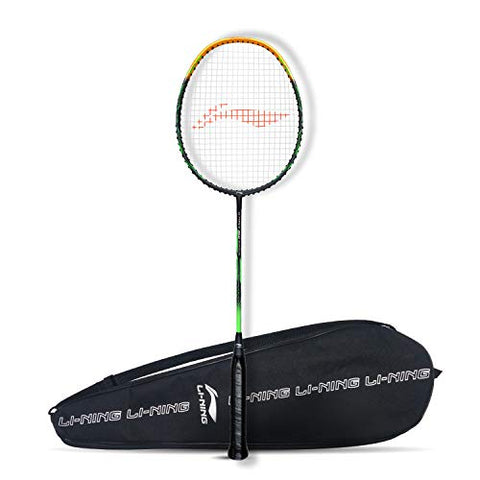 Image of Li-Ning G-Force Superlite 3600 Carbon-Fiber Strung Badminton Racquet with Free Full Cover(Dark Grey / Gold,Set of 1)