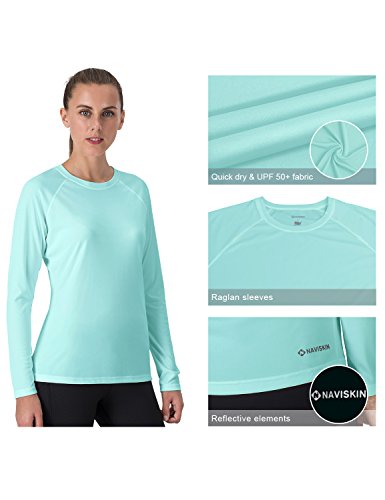 NAVISKIN Women's Sun Protection UPF 50+ UV Outdoor Long Sleeve T-Shirt Green Size S