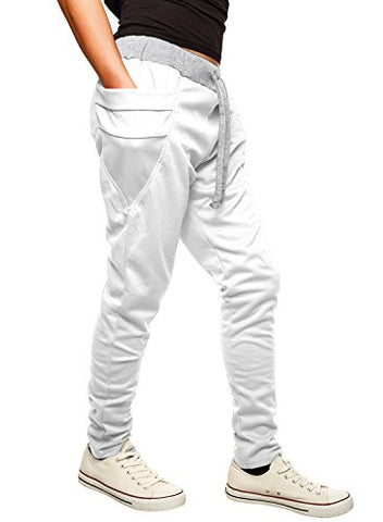 Image of HEMOON Mens Jogging Pants Tracksuit Bottoms Training Running Trousers White 30