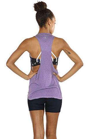 Image of icyzone Yoga Tops Activewear Workout Clothes Sports Racerback Tank Tops For Women (M, Lavender)