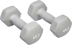 Amazon Basics Neoprene Fixed Dumbbell Pair, 2 x 4Kg, Grey