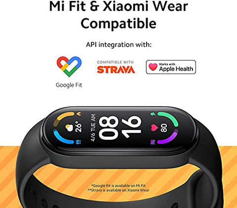 Image of Xiaomi Mi Smart Band 6, 50% Larger 1.56" AMOLED Screen, SpO2 Tracking, Continuous HR, Stress and Sleep Monitoring, 30 Sports Modes, PAI, Women's Health, Quick Replies, 5ATM Water Resistant, Black