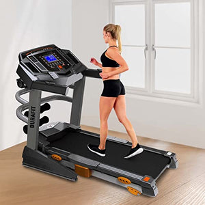 Durafit Heavy Multifunction 5 HP Peak DC Motorized Treadmill with Max Speed 16 Km/Hr, Max User Weight 120 Kg, Spring Suspension Technology