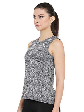 Image of Clovia Women's Grey Gym/Sports Textured Activewear Top (AT0070P05_Grey_M)