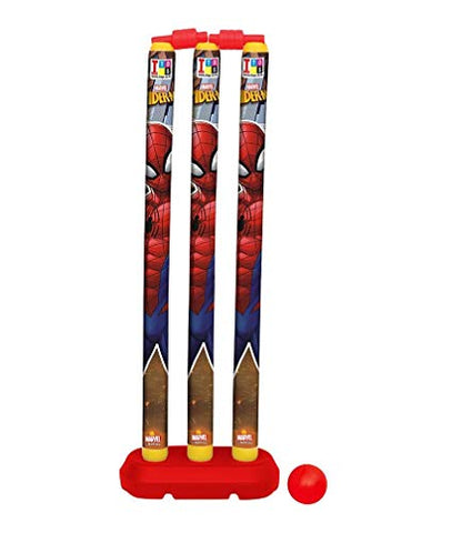 Image of MANAKI ENTERPRISE Plastic Spiderman Cricket Kit Combo Set for Kids with 3 Stumps with Bat and Ball ( Multicolour)