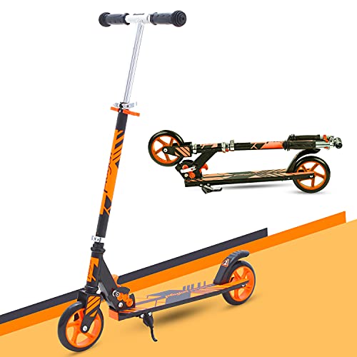 GoodLuck Baybee Runner Skate Scooter for Kids /Baby Runner Scooter with Adjustable Height, Foldable PU Wheels and Weight Capacity 60 kgs for Babies/Childrens Boys & Girls (3- to 12) Years (Orange)