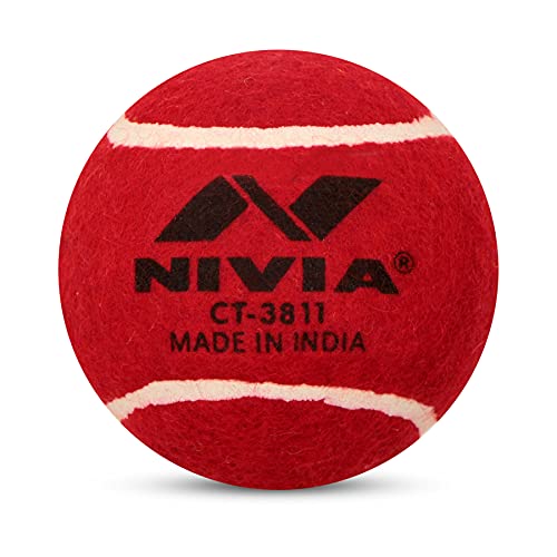 Nivia Heavy Tennis Ball Cricket Ball (Red) -Pack of 12