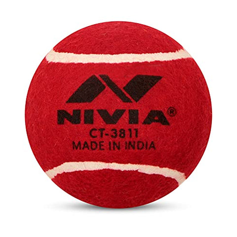 Image of Nivia Heavy Tennis Ball Cricket Ball (Red) -Pack of 12