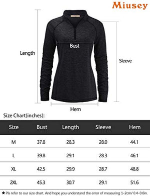 Miusey Activewear for Women,1/4 Zipper Polo Shirts Ladies Cool Workout Tops Loose Fitting Cozy Soft Hiking T Shirt Dri Fit Yoga Breathable Sport Exercise with Leggings Black2 XXL