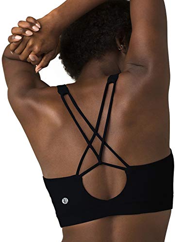 RUNNING GIRL Strappy Sports Bra for Women,Padded Crisscross Back Yoga Bra Cute Medium Impact Workout Activewear(WX2602 Black,XL)